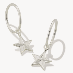 Small Star Huggie Earrings in Silver