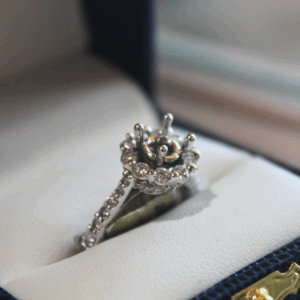 Round Halo Semi-Mount Engagement Ring