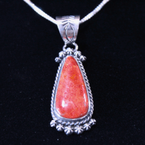 Sterling Silver Coral Pendant Necklace with 20” Chain