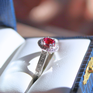 .60 CT Ruby Ring with .21 CT Diamond Accents in 14K White Gold